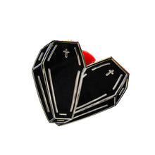 Load image into Gallery viewer, Love You To Death Coffin Heart Lapel Pin
